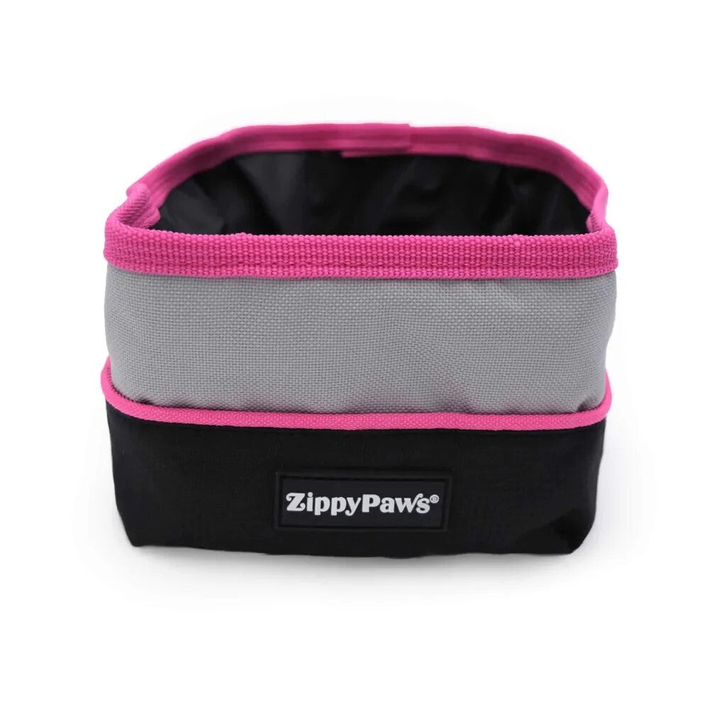 Zippy Paws Adventure Bowl On-the-Go Food & Water Bowl - Pink Zippy Paws