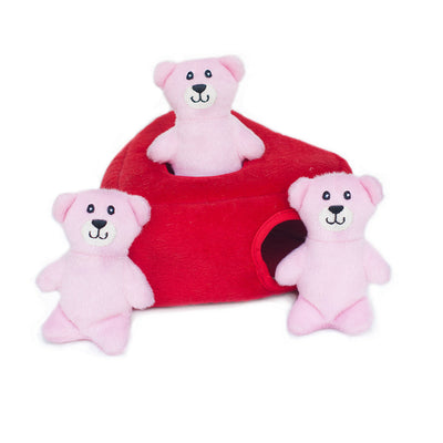 Zippy Paws Burrow Interactive Dog Toy - Heart 'n Bears with 3 Squeaky Bears Zippy Paws