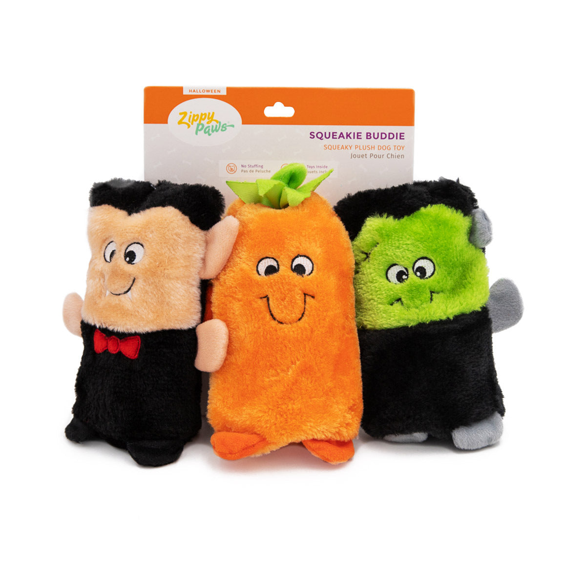 Zippy Paws Halloween Colossal Squeaker Buddie Dog Toy No Stuffing - 3-Pack Zippy Paws