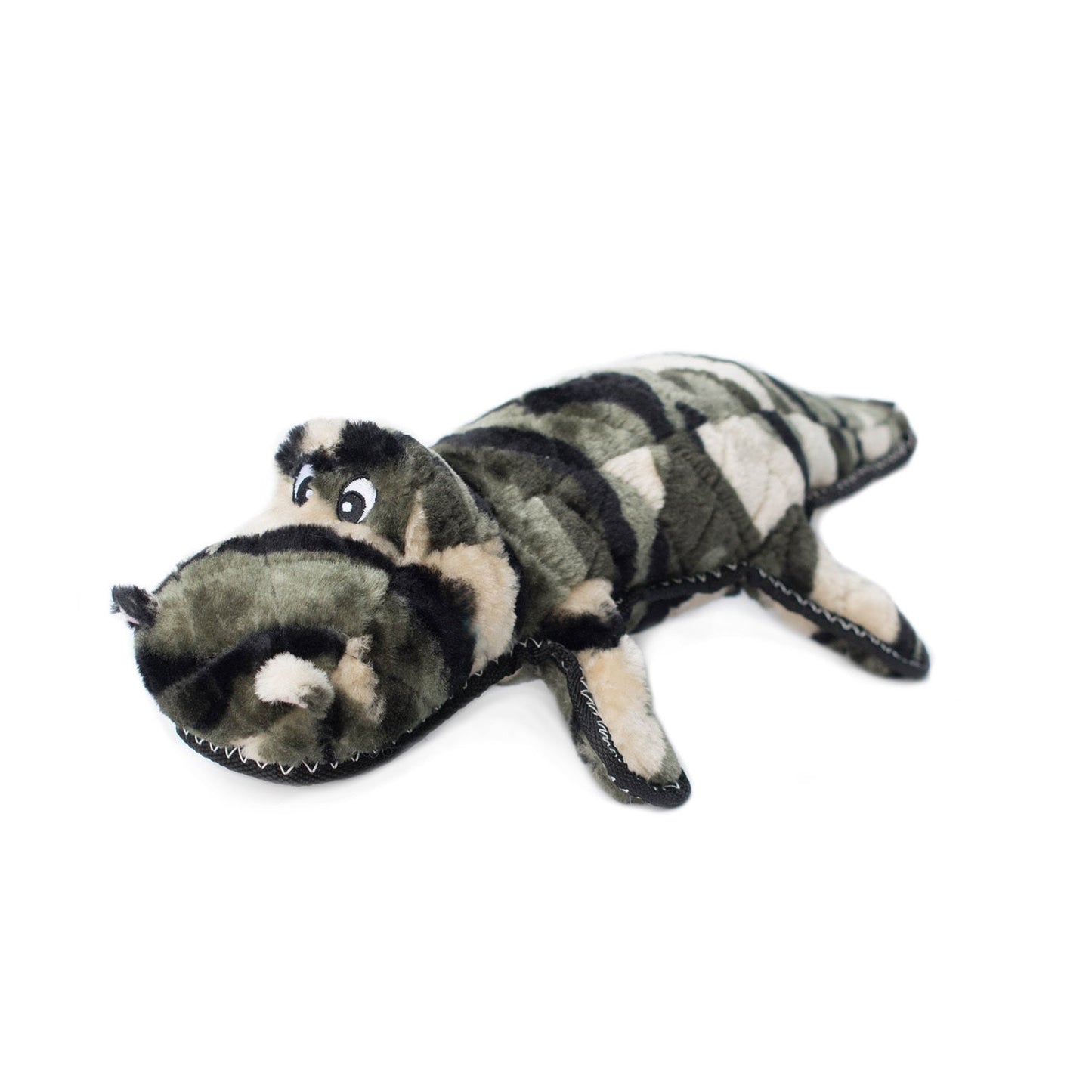 Zippy Paws Grunterz Plush Z-Stitch Dog Toy - Cameron the Camo Gator Zippy Paws