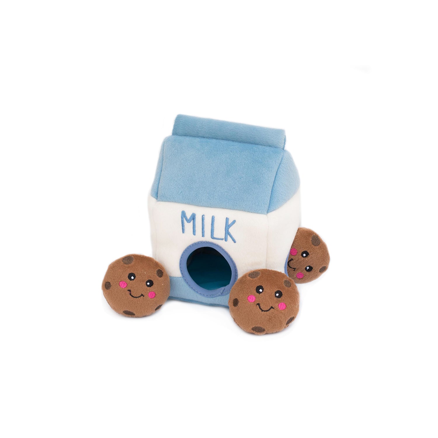 Zippy Paws Interactive Burrow Plush Dog Toy - Milk and Cookies Zippy Paws
