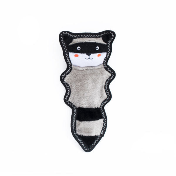 Zippy Paws Z-Stitch Skinny Peltz No Stuffing Squeaker Dog Toy - Raccoon Zippy Paws