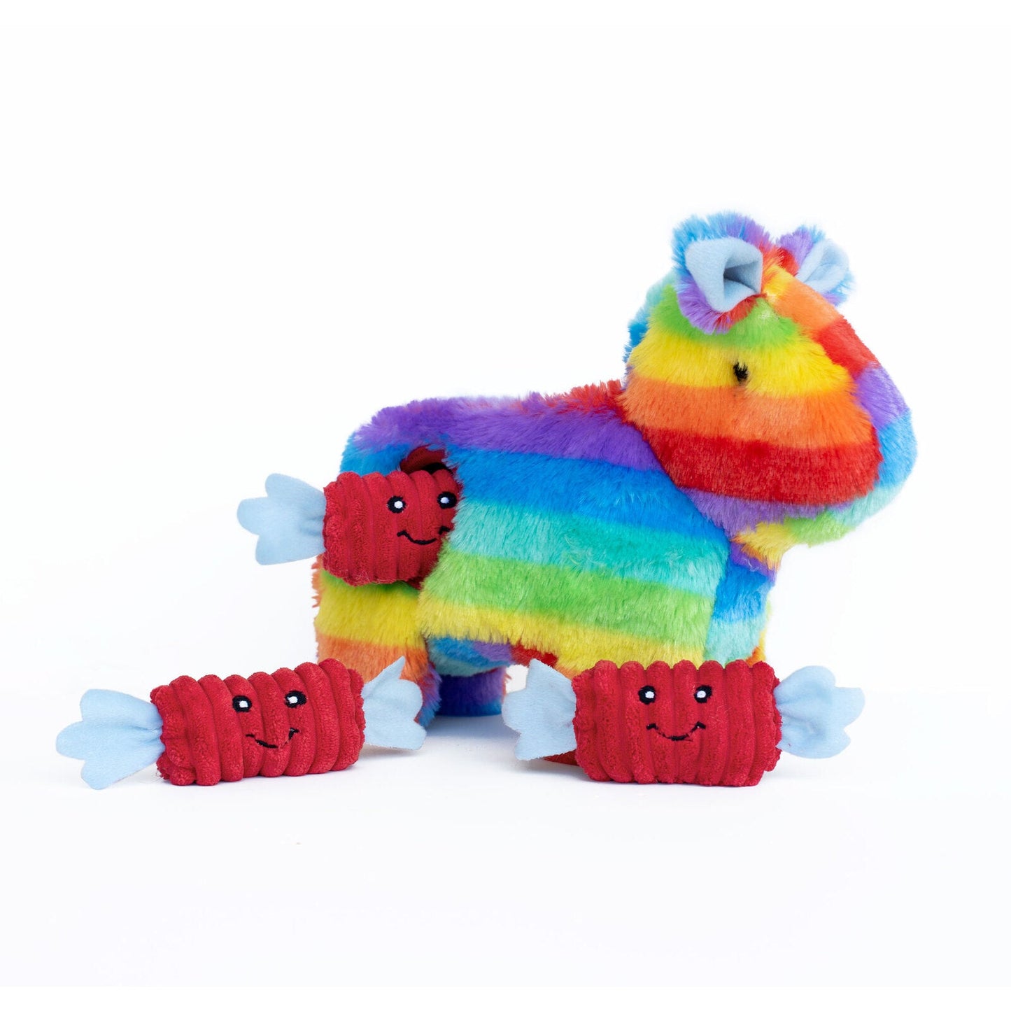 Zippy Paws Interactive Burrow Plush Dog Toy - Rainbow Pinata with Candy Zippy Paws