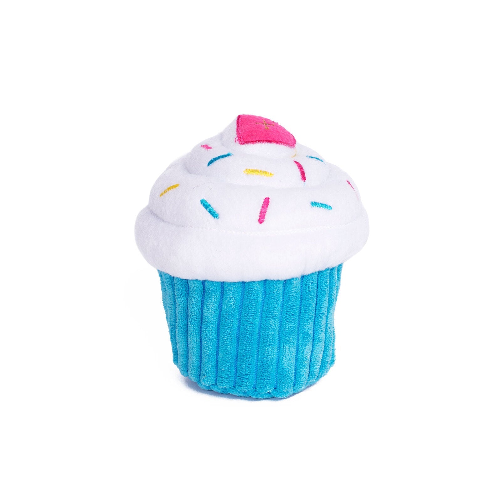 Zippy Paws Plush Squeaker Dog Toy - Cupcake in Blue or Pink - Blue Zippy Paws