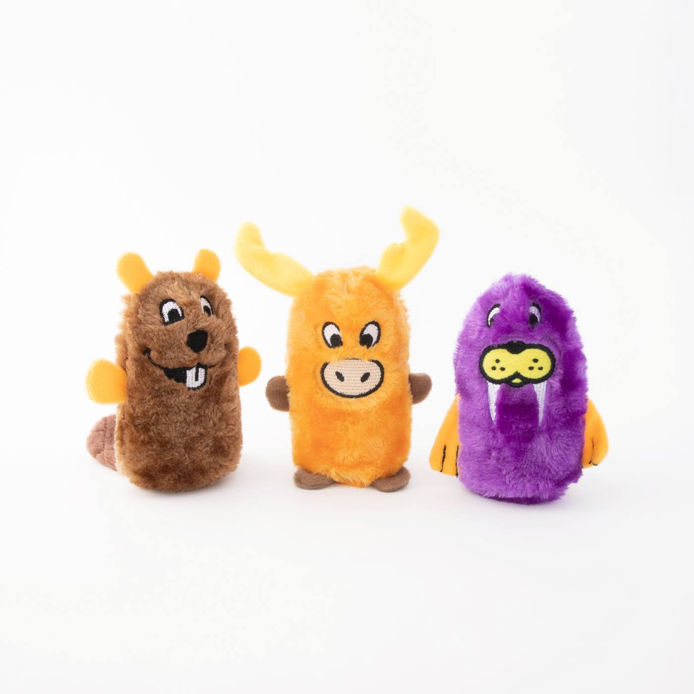 Zippy Paws Squeakie Buddies No Stuffing Small Dog Toy - Beaver, Moose & Walrus Zippy Paws