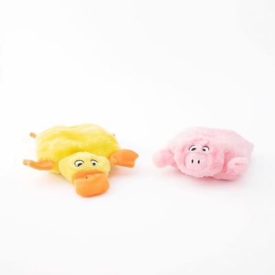 Zippy Paws Squeakie Pads No Stuffing Small Dog Toy - Duck & Pig 2-Pack Zippy Paws