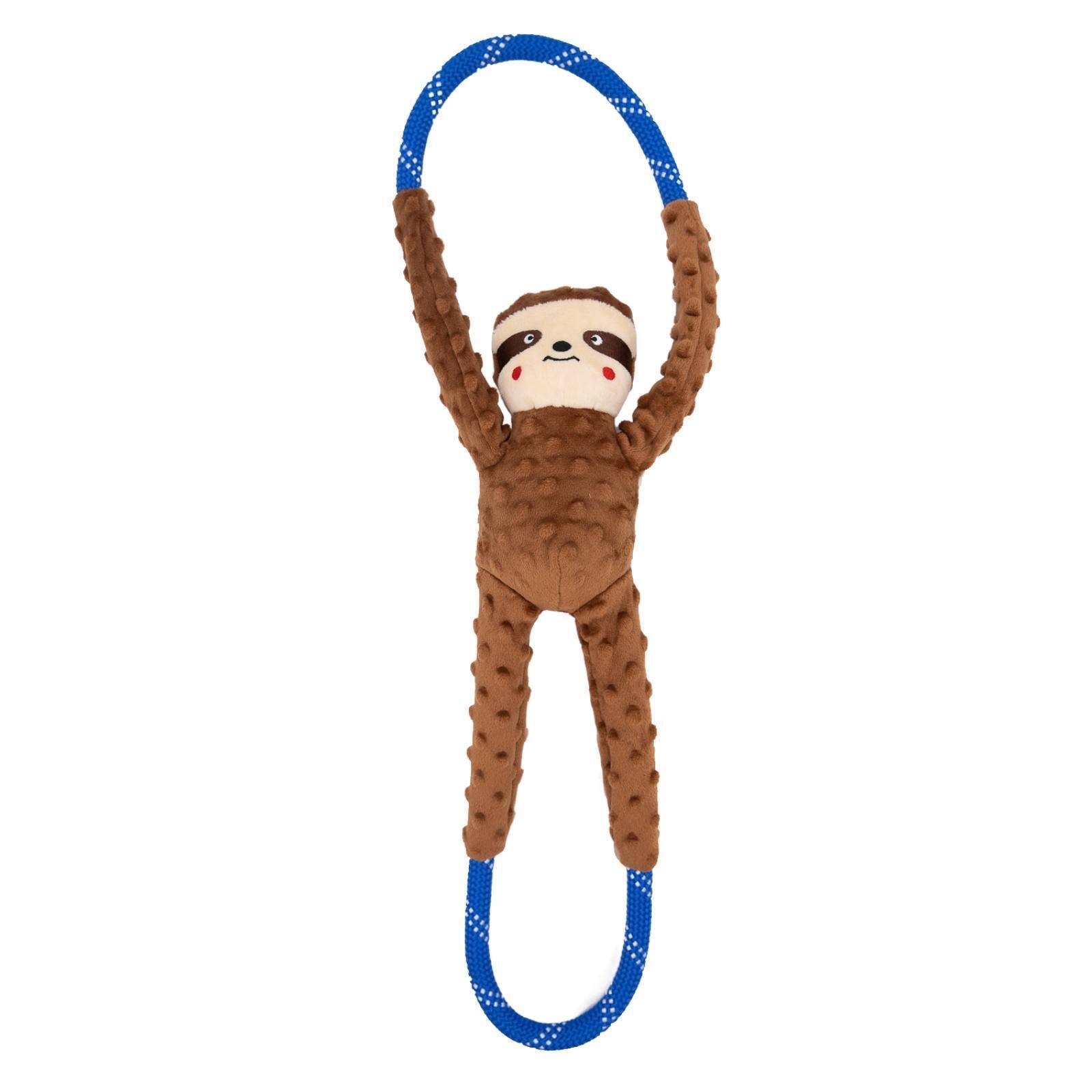 Zippy Paws RopeTugz Squeaker Dog Toy with Rope - Sloth Zippy Paws