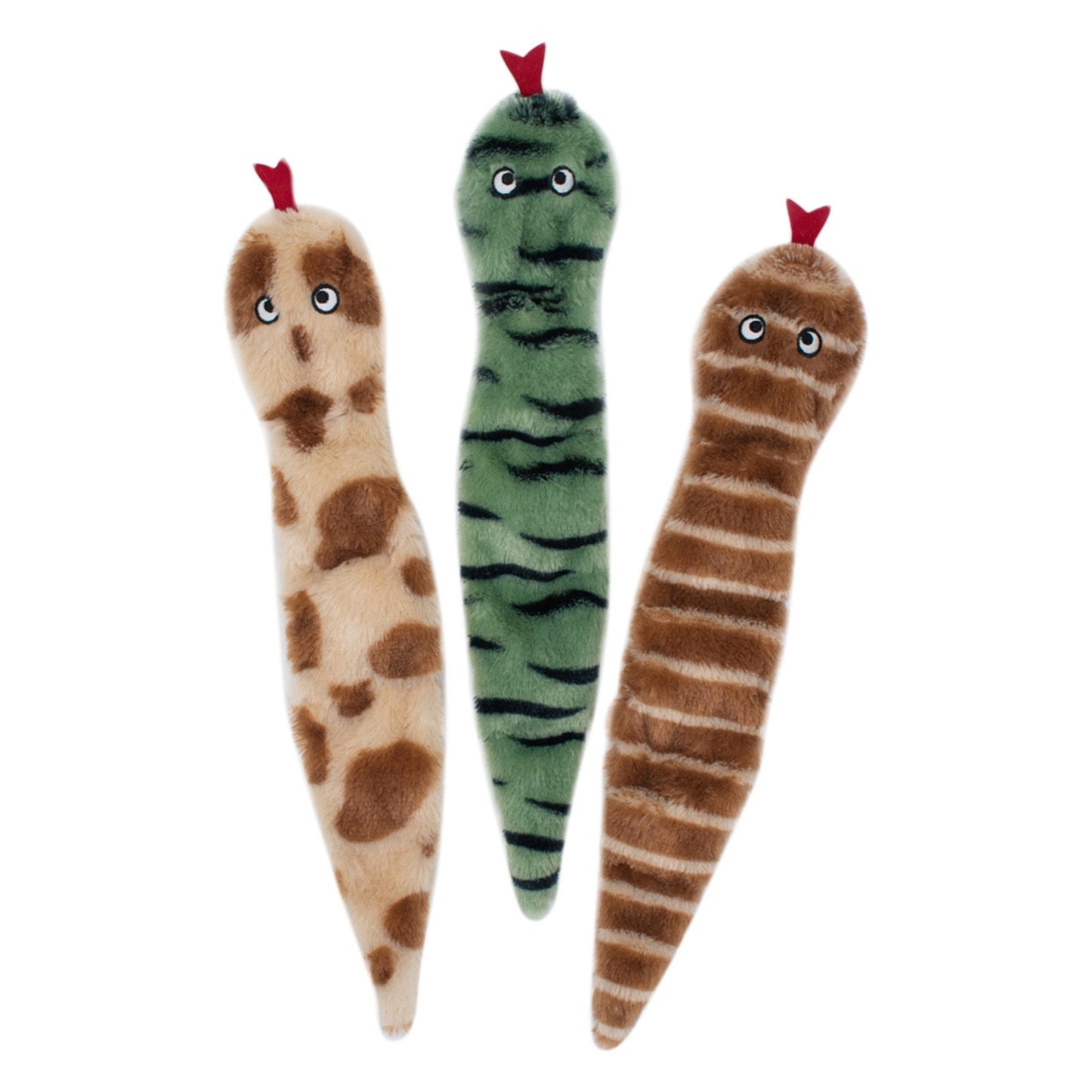 Zippy Paws Skinny Peltz Plush No- Stuffing Squeaker Dog Toy - Desert Snakes 3- Pack Zippy Paws