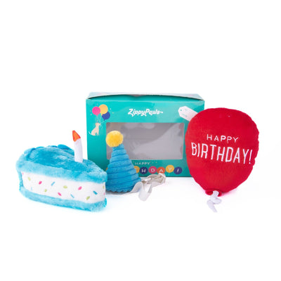 Zippy Paws Plush Squeaker Dog Toy - Birthday Box with Cake, Balloon & Party Hat Zippy Paws