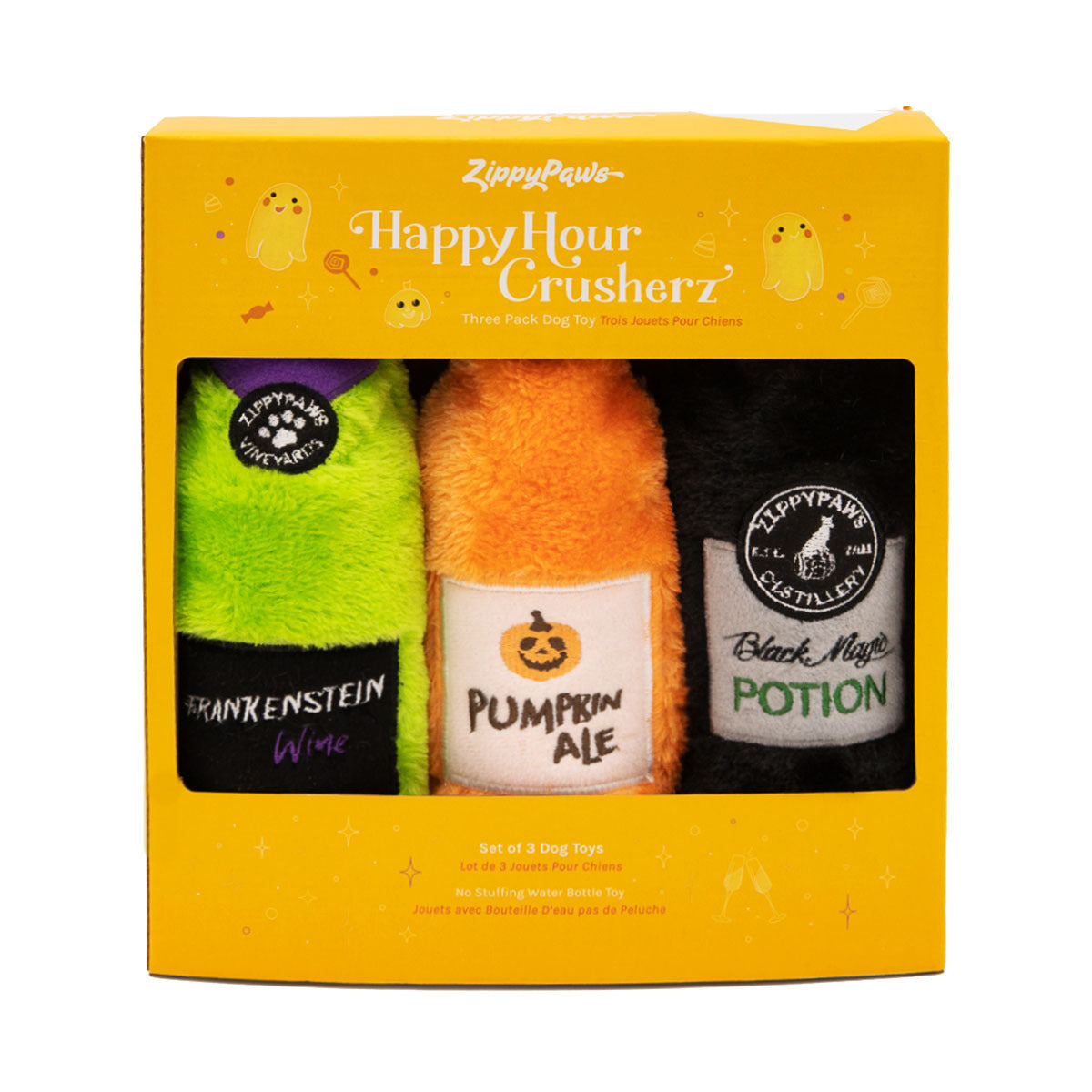 Zippy Paws Happy Hour Halloween Crusherz Squeaker Bottle Dog Toy - 3-Pack Zippy Paws