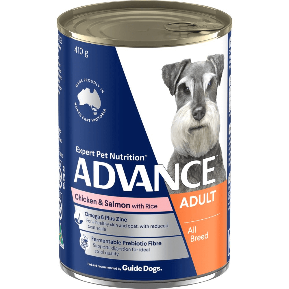 Advance Adult Dog Wet Food Cans: Chicken Salmon Rice, Australian Made