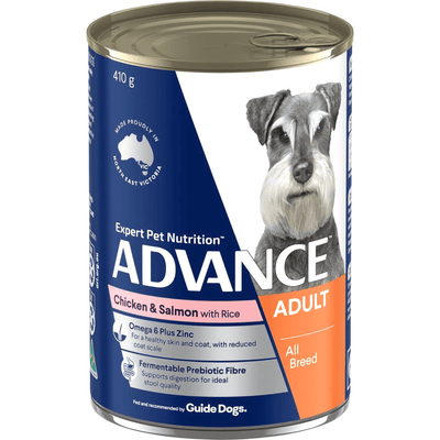Advance Adult Dog Wet Food Cans: Chicken Salmon Rice, Australian Made