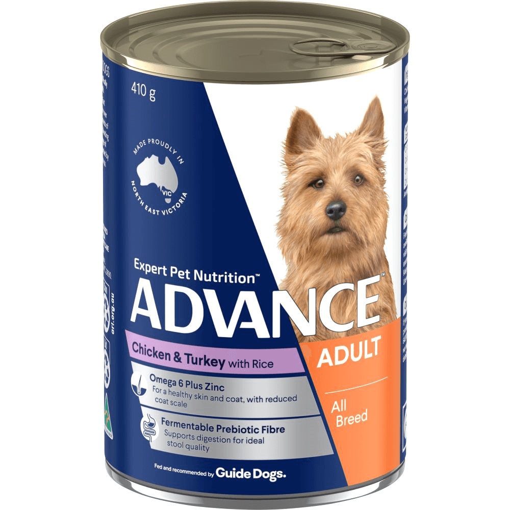 Advance Adult Dog Wet Food: Premium Chicken & Turkey with Rice, 12-Pack Cans