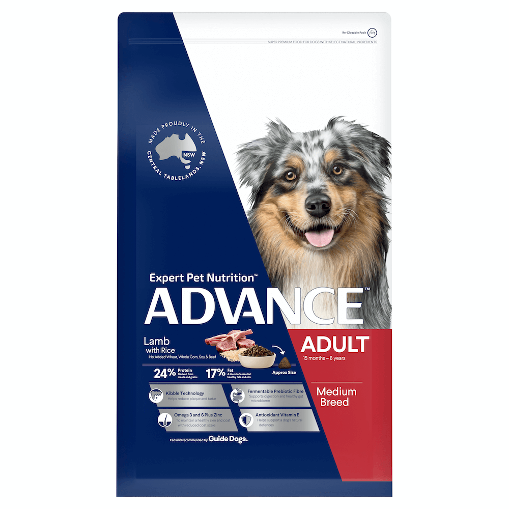 Advance Adult Dry Dog Food Lamb with Rice, Medium Breed, Australian Made