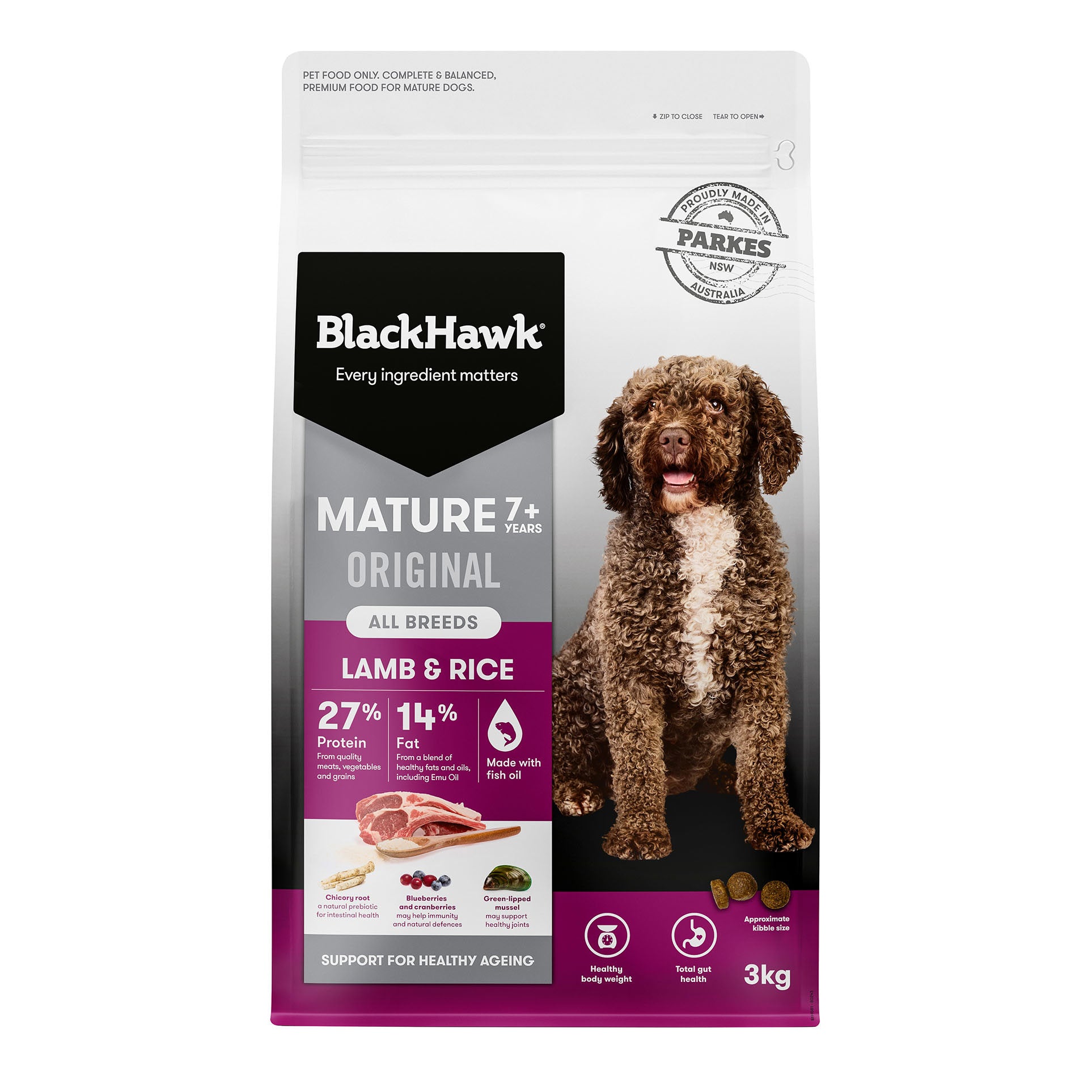 Black Hawk Mature 7+ Lamb & Rice Dry Dog Food Wellness Support