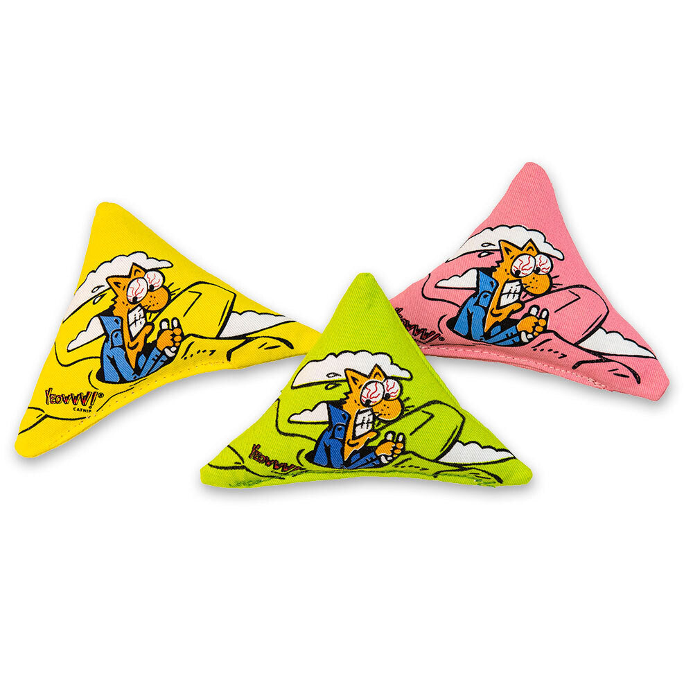 Yeowww! Catnip Cat Toys - Jug of 18 Purrr!-Muda Triangles (assorted) Yeowww