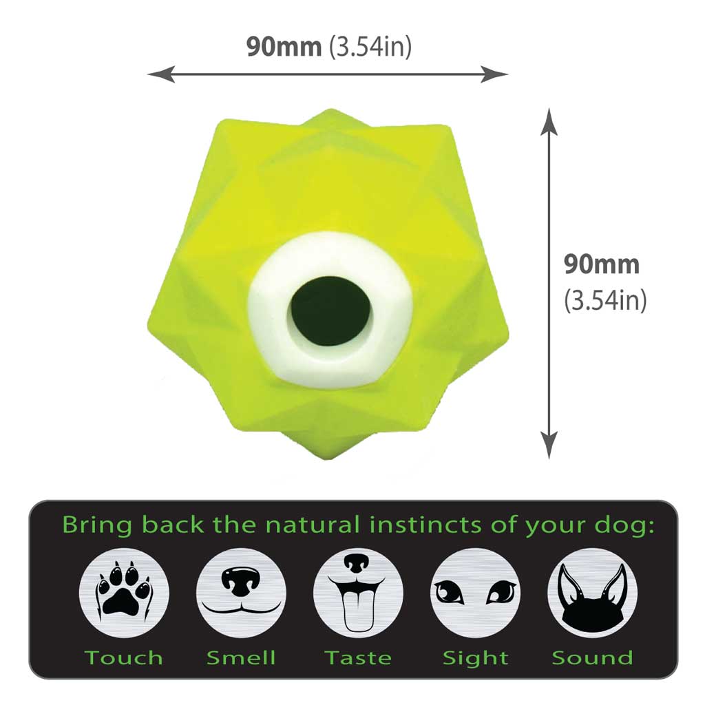 Green Monster Treat Ball â€“ Interactive Glow-In-Dark Dog Toy