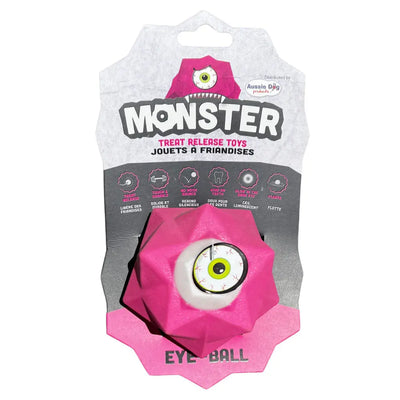 Monster Treat Ball: Durable Pink Rubber Dog Toy for Engaging Play & Treats