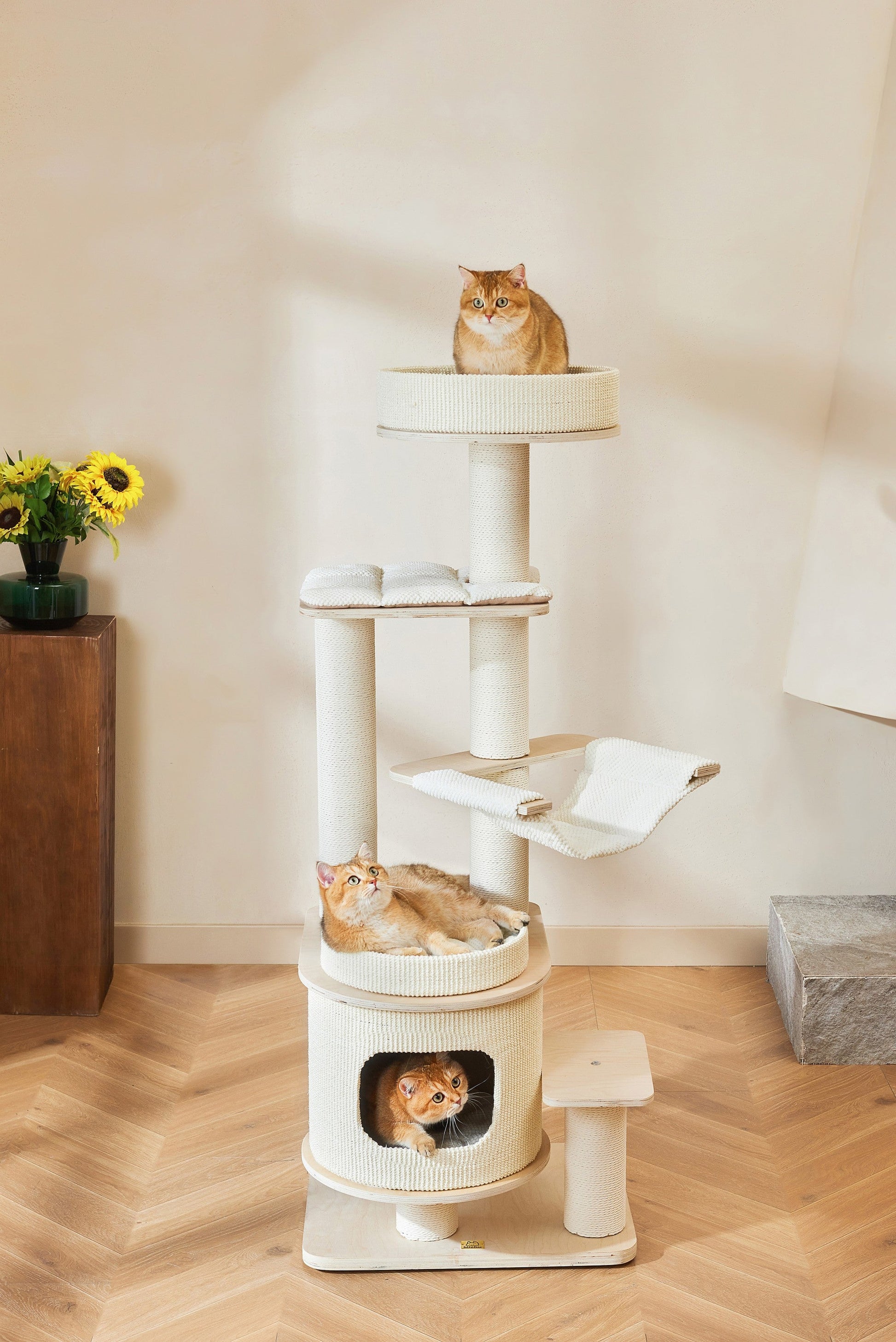 Michu Luna Multi-Layer Solid Wood Cat Nest Tree