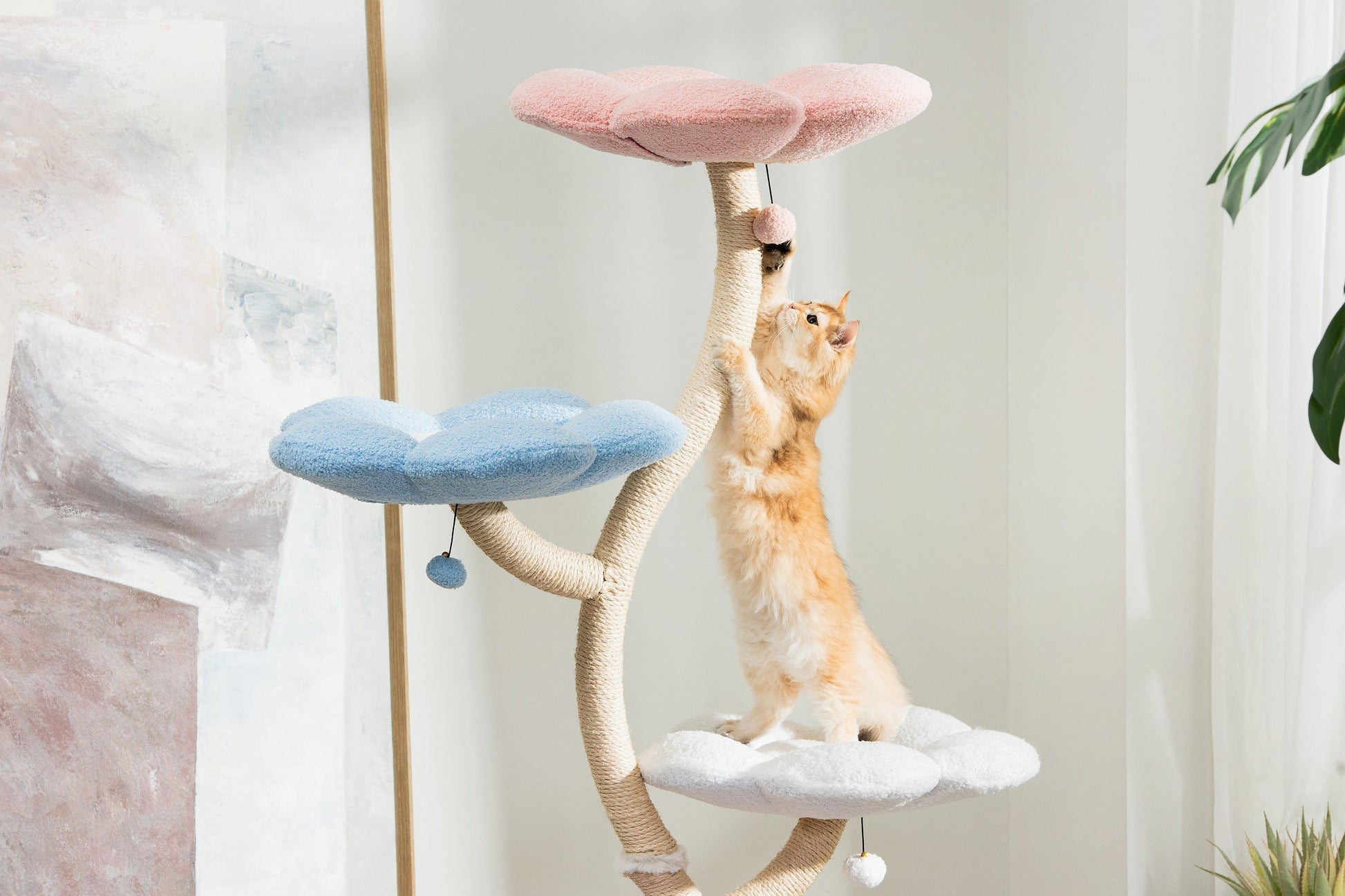 MICHU Fairy 4‑Tier Designer Flower Cat Tree – Deluxe