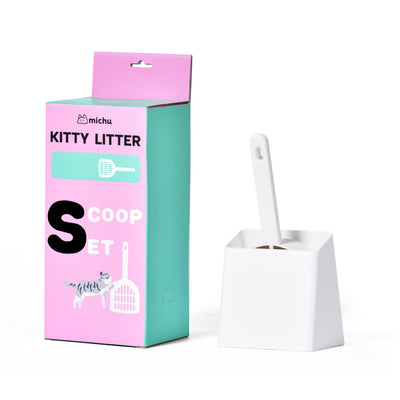 Michu Long-Handle Cat Litter Scoop with Holder Premium ABS