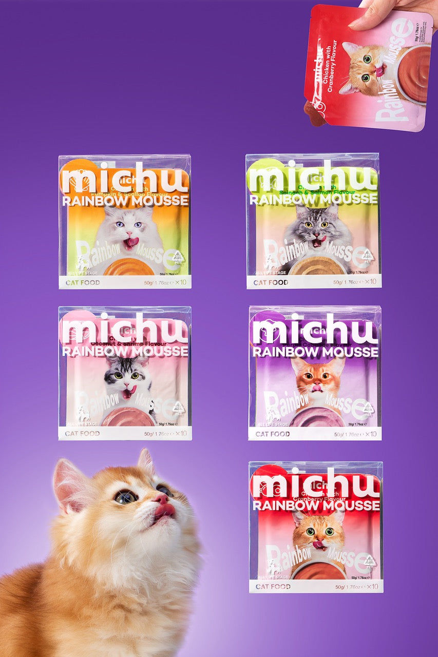 Michu Rainbow Mousse Wet Cat Food 5-Flavour Variety Pack