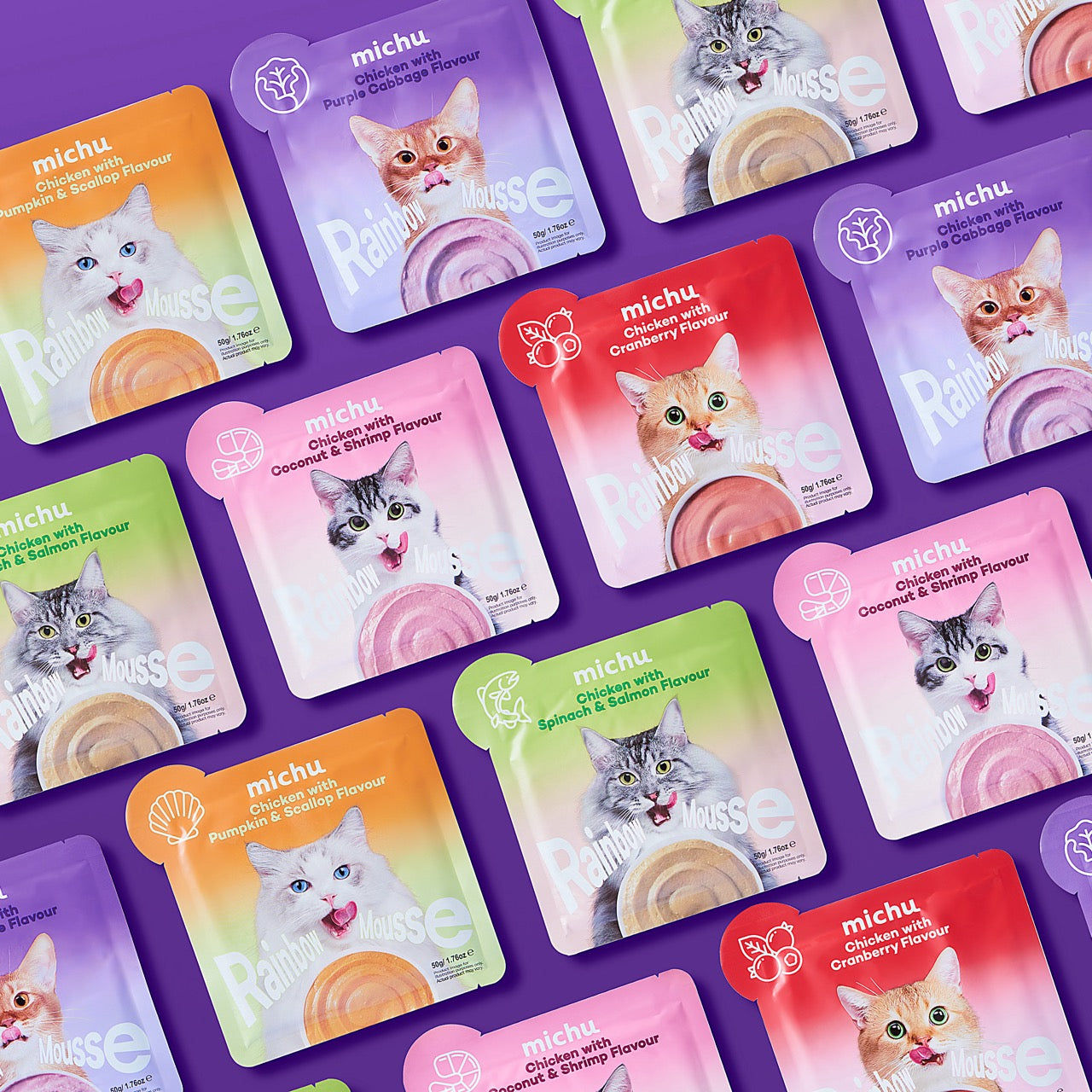 Michu Rainbow Mousse Wet Cat Food 5-Flavour Variety Pack