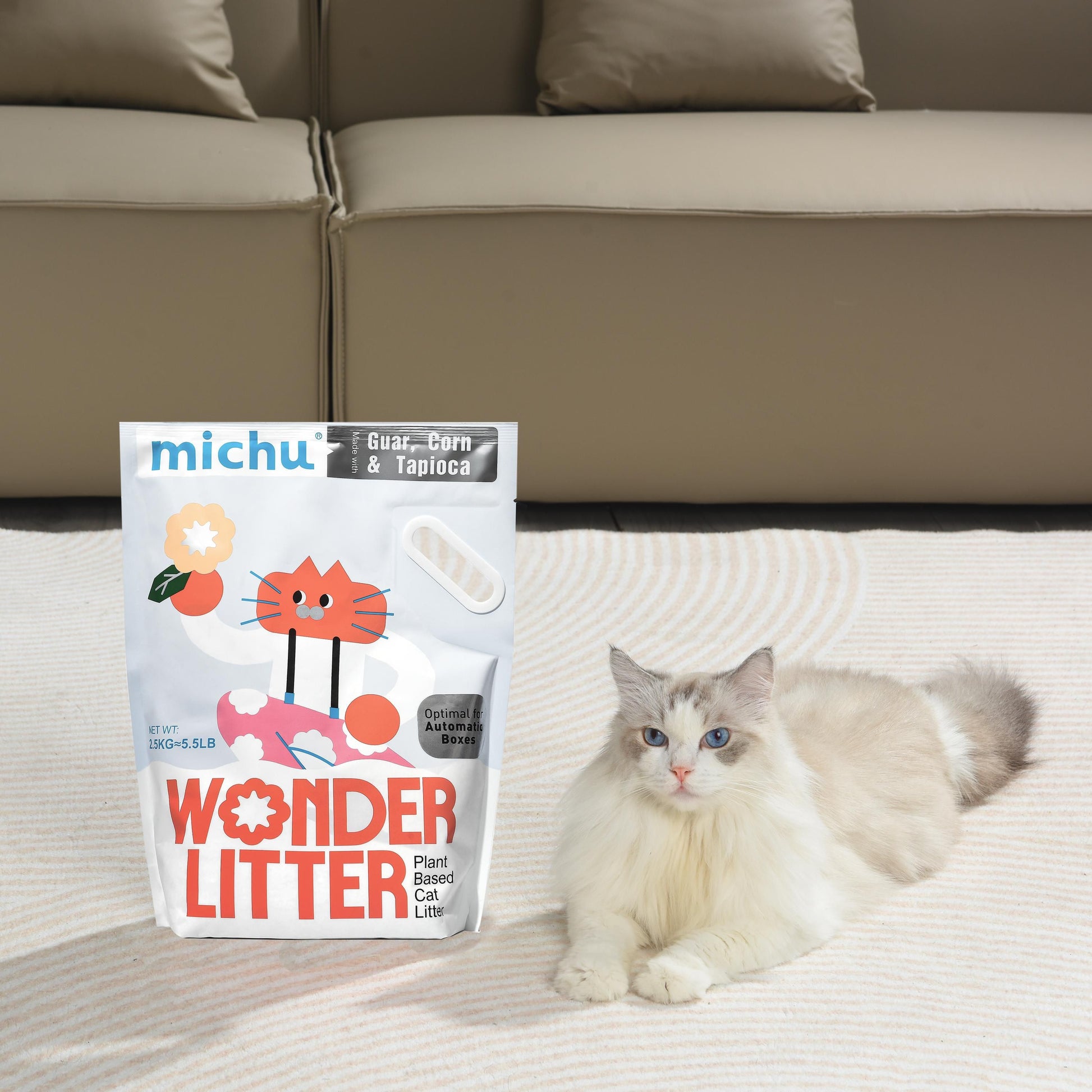 Michu Wonder Plant-Based Automatic Box Friendly Cat Litter 2.5kg