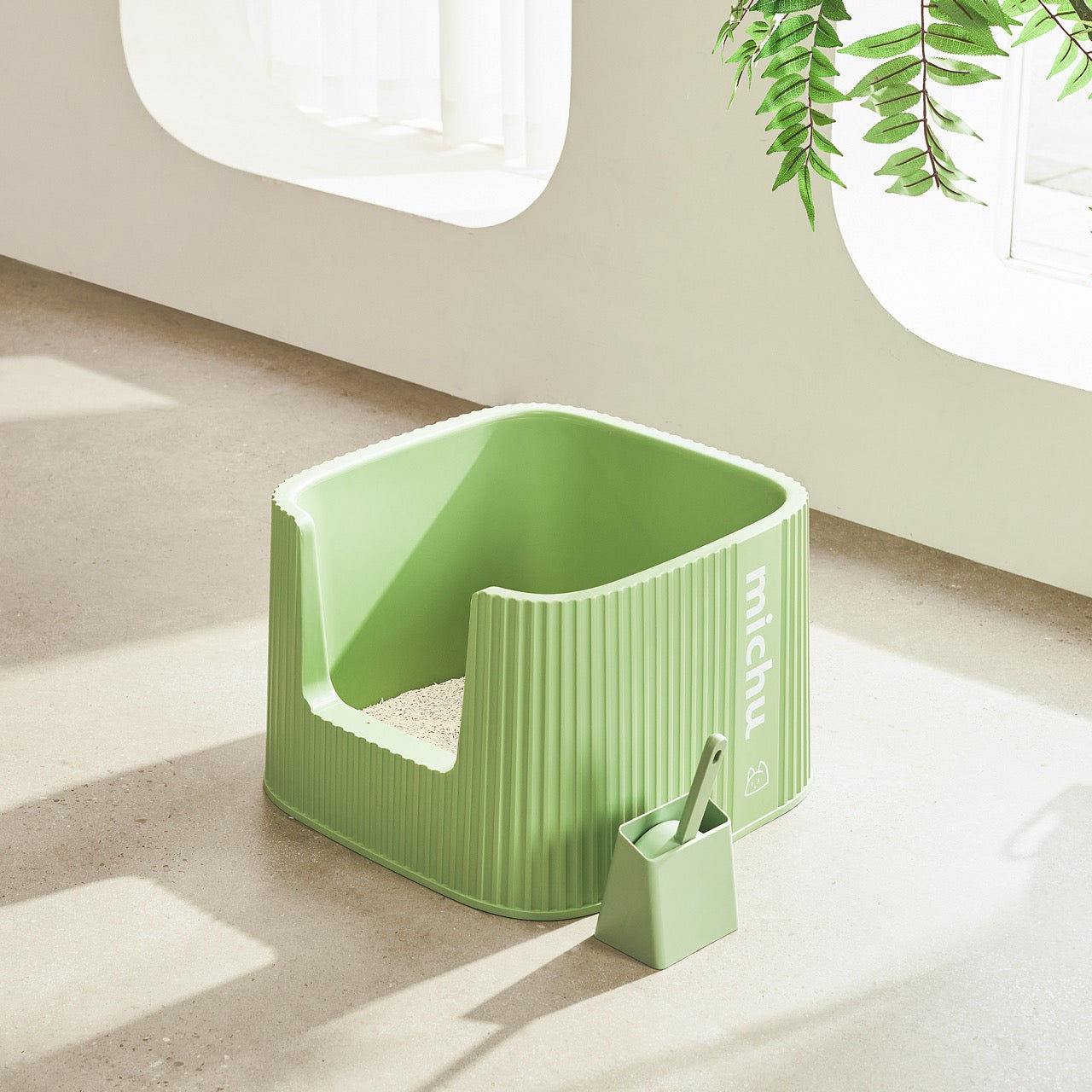 Michu XXL Sage Deluxe Spacious Cat Litter Box