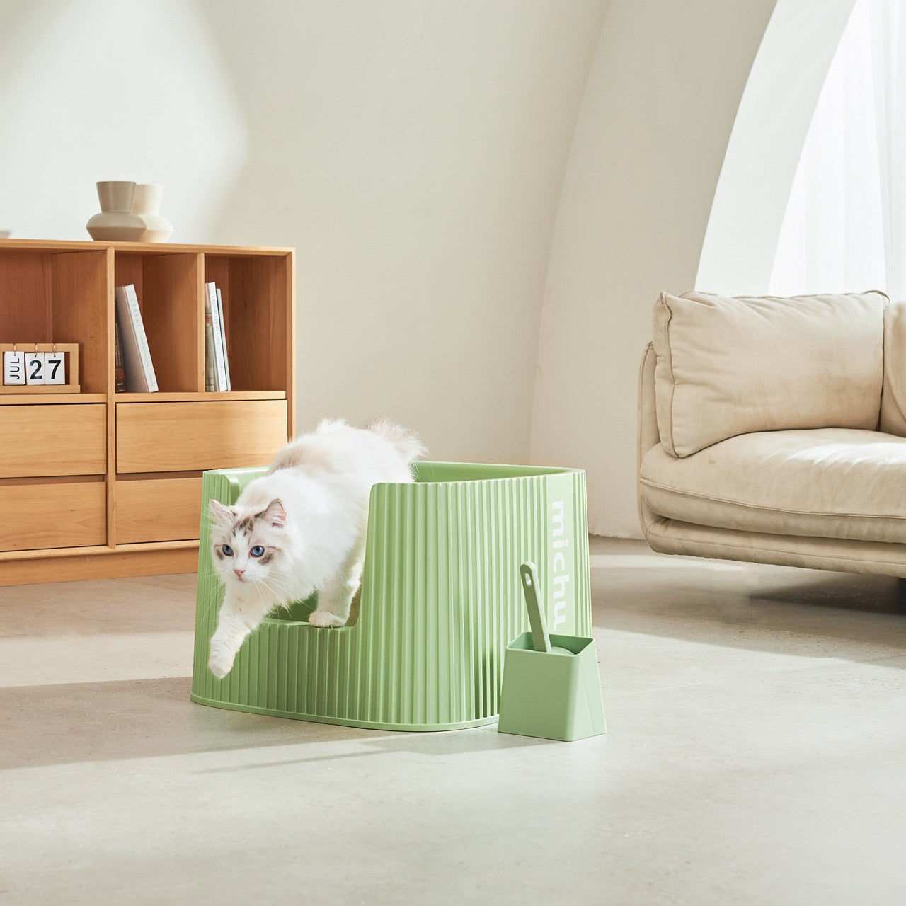 Michu XXL Sage Deluxe Spacious Cat Litter Box