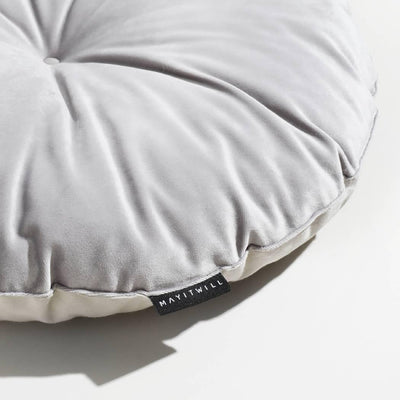 Soft Cozy Round Cat Litter Box Mat Grey White