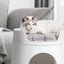 Soft Cozy Round Cat Litter Box Mat Grey White
