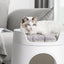 Soft Cozy Round Cat Litter Box Mat Grey White