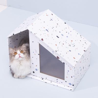Glow House Cat Scratcher MAX – Minimalist Light‑up Cat House