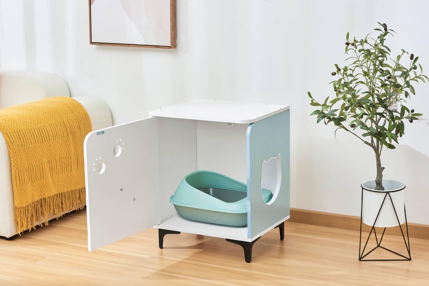 Michu Hidden Cat Furniture Litter Box Enclosure Wooden End Table