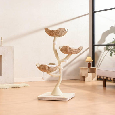 MICHU Iris Deluxe 3‑Tier Designer Flower Cat Tree