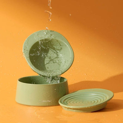 Premium Raised Ceramic Cat Bowl Set in Barley White