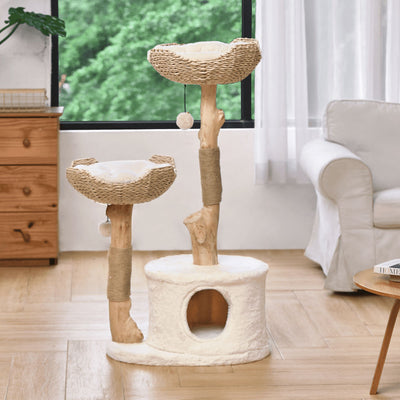 Michu Premium Large Real Wood Cat Tree Spacious Scandinavian Design