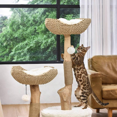 Michu Premium Large Real Wood Cat Tree Spacious Scandinavian Design