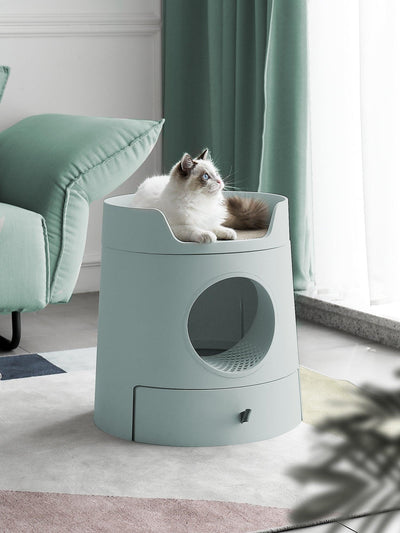 Michu XL Castle Semi-Closed Cat Litter Box with Scratch Pad