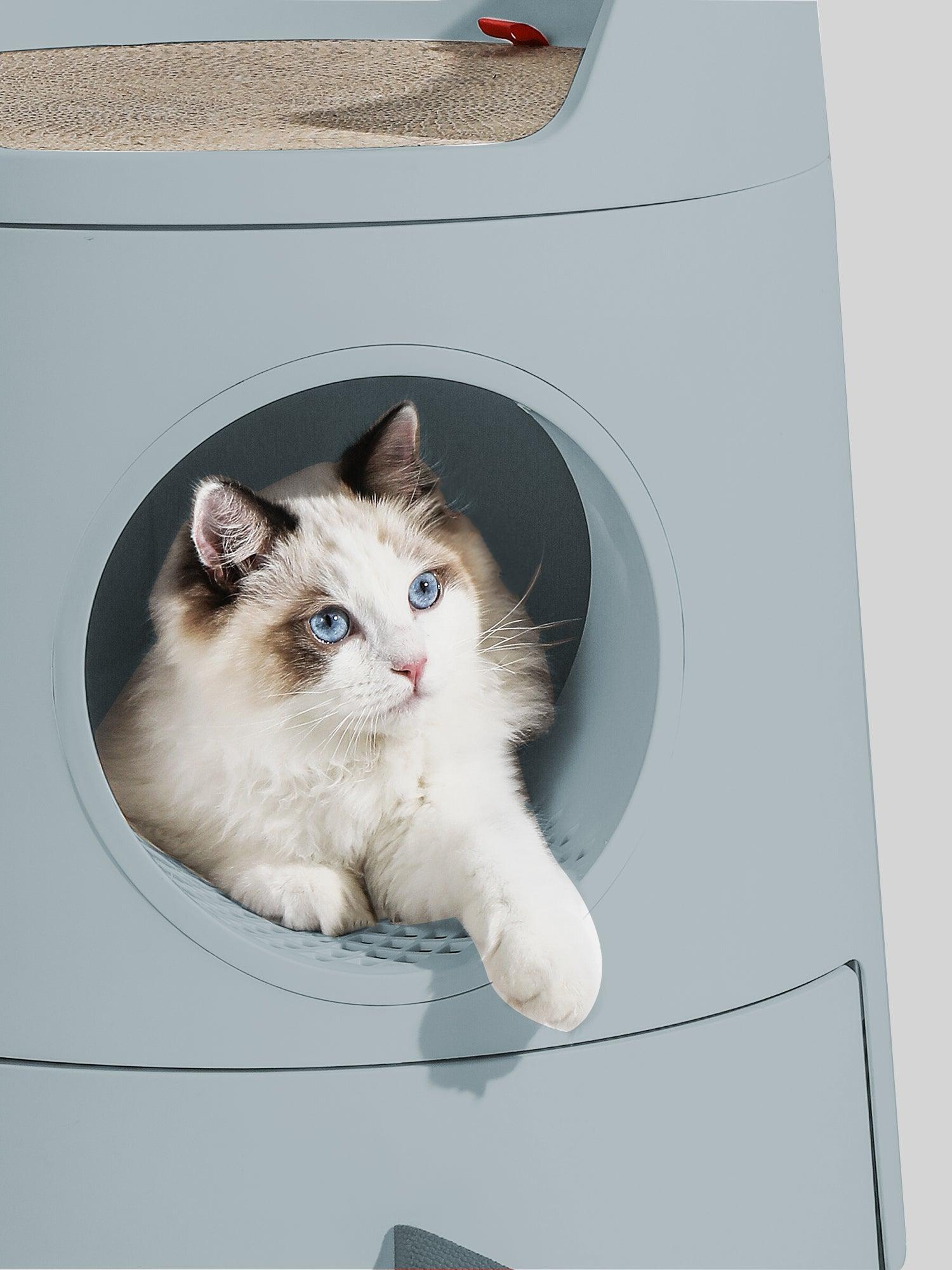 Michu XL Castle Semi-Closed Cat Litter Box with Scratch Pad