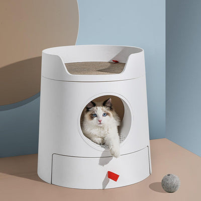 Michu XL Castle Semi-Closed Cat Litter Box with Scratch Pad