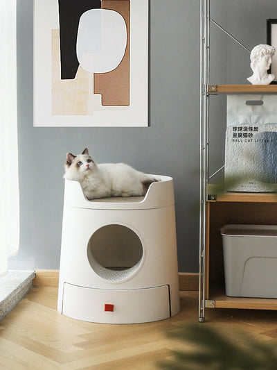 Michu XL Castle Semi-Closed Cat Litter Box with Scratch Pad