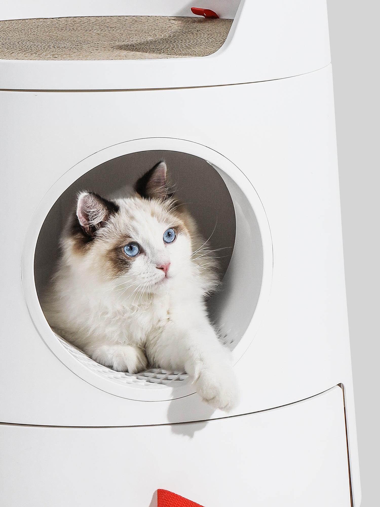 Michu XL Castle Semi-Closed Cat Litter Box with Scratch Pad