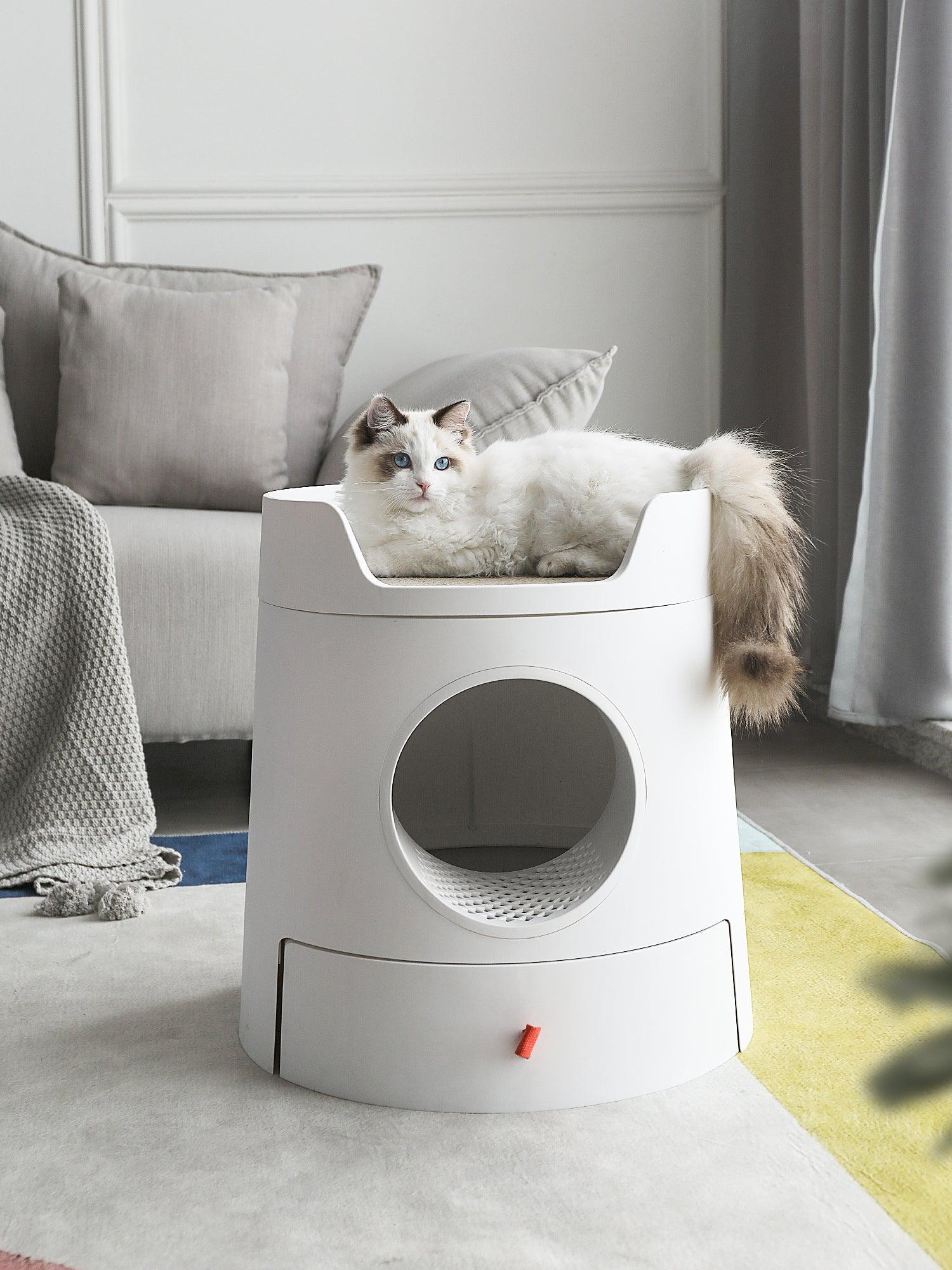 Michu XL Castle Semi-Closed Cat Litter Box with Scratch Pad