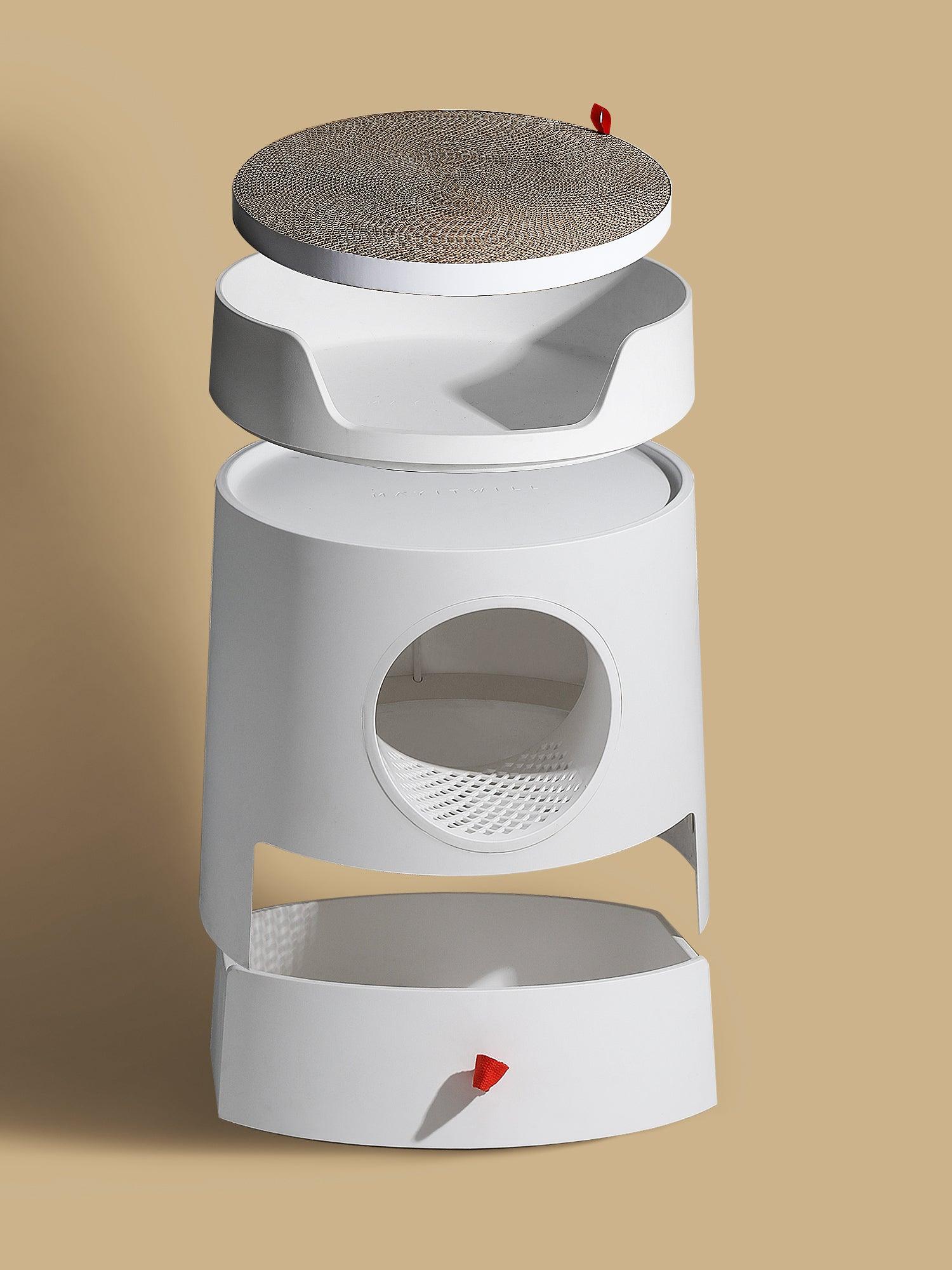 Michu XL Castle Semi-Closed Cat Litter Box with Scratch Pad