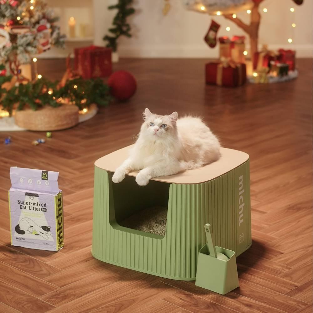 Michu XXL Sage Deluxe Spacious Cat Litter Box