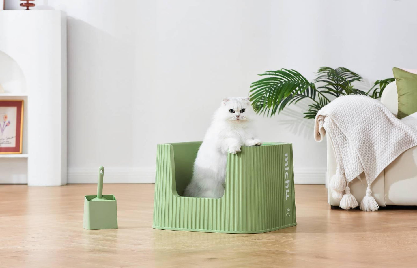 Michu XXL Sage Deluxe Spacious Cat Litter Box