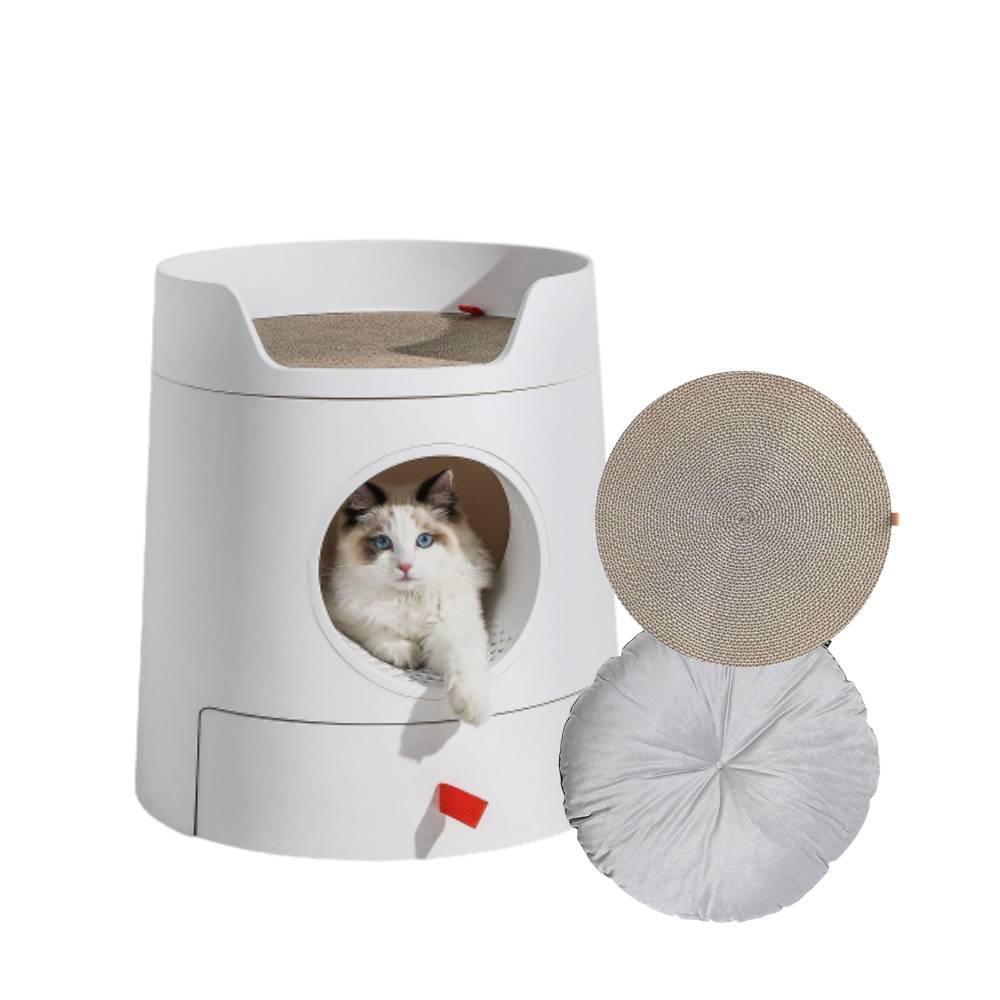 Michu XL Castle Semi-Closed Cat Litter Box with Scratch Pad