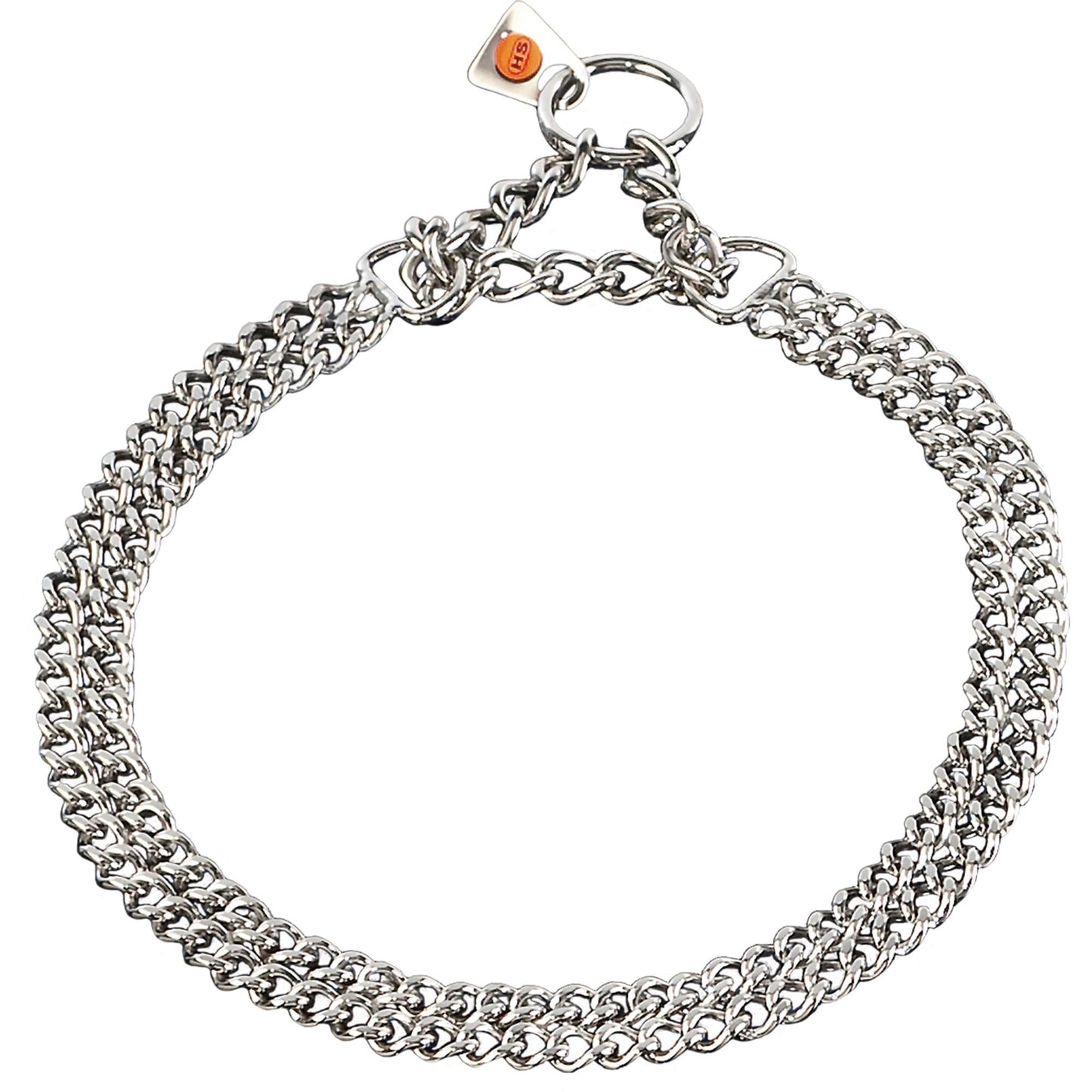 Herm Sprenger Martingale Steel Chain Dog Collar - 2 Rows Chrome Plated